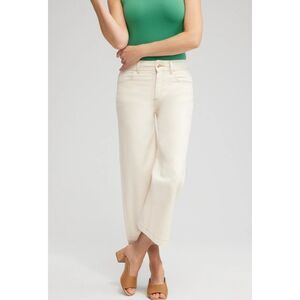 NWT CHICO'S Cropped Seeded Wide Leg Denim Natural Seeded, Sz US 0